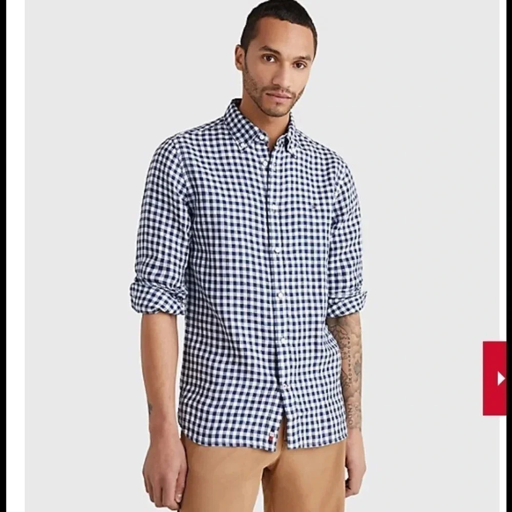 Tommy Hilfiger slim fit blue Gingham shirt Medium